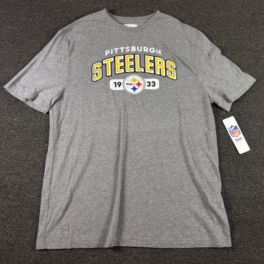 Pittsburgh Steelers T-Shirt Mens L Gray NFL Football Graphic Team Apparel NEW